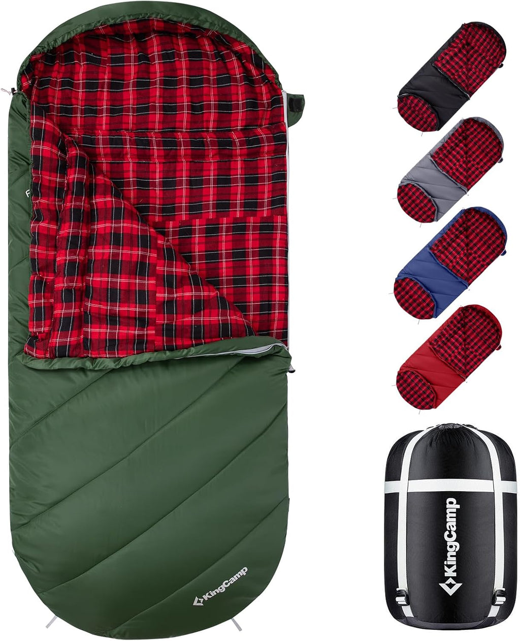 KingCamp Sleeping Bag for Adults Big & Tall 100% Flannel Sleeping Bag