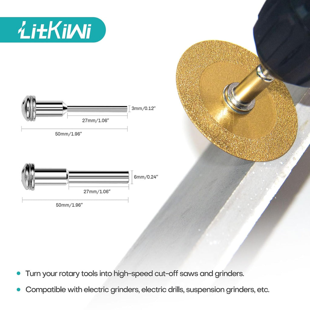 1mm Diamond Cutting Blade Wheel,Cutting Disc with 2 Sizes Round Mandrels
