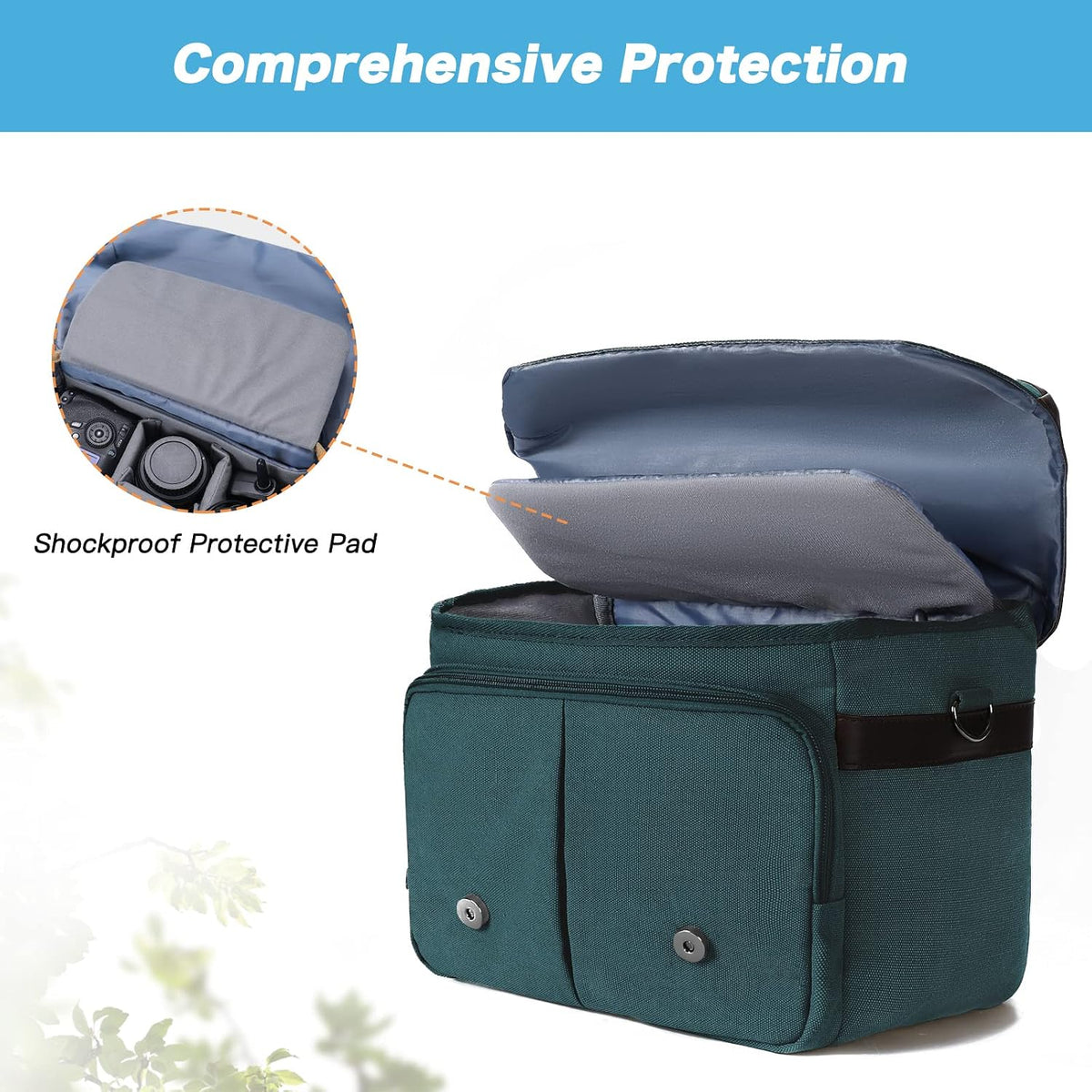MOSISO Camera Case Crossbody Shoulder Messenger Photography Bag, Teal Green