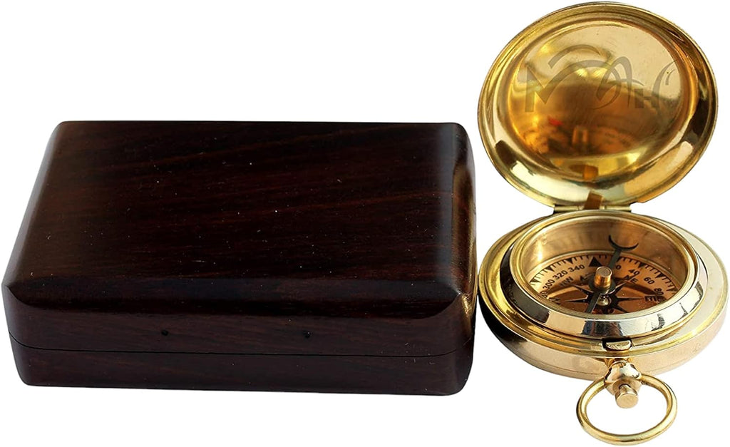 Brass Compass Gift – Push Button Compass Keepsake Gift for Son, Boys, Men, Graduation Gift, Birthday Gift Idea, Inspirational Motivational Gift for Him, Unique Gift Idea, Collectible Desk Decor