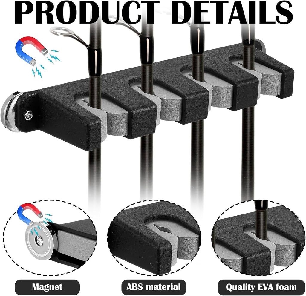 Seenelling 2 Pcs Magnetic Fishing Rod Holder for Car Fishing Pole Rack Vertical Rod Storage Holders for Truck Bed Boat Wall Garage Door