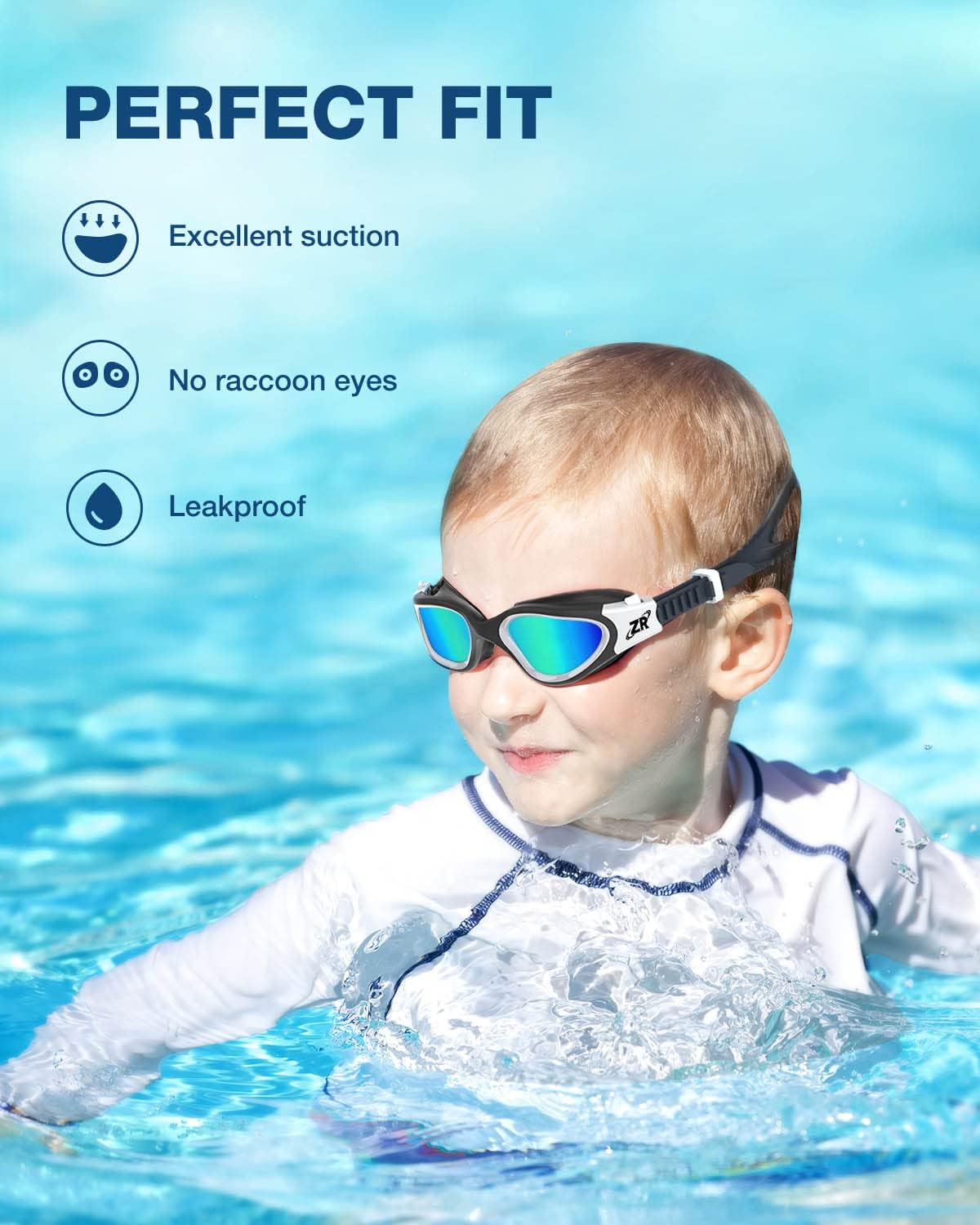 ZIONOR G1 MINI Polarized Kids Swim Goggles for Boys Girls Ages 6-14