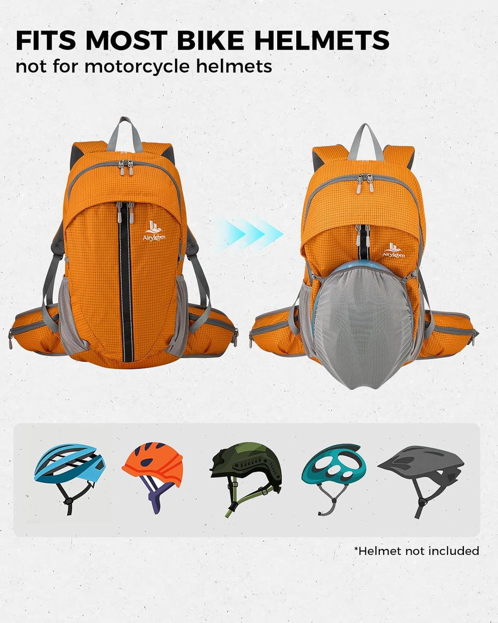 25L Hiking Backpack with Helmet Holder and Rain Cover, Lightweight Camping Travel Day pack Cycling Backpack for Women Men (Orange)
