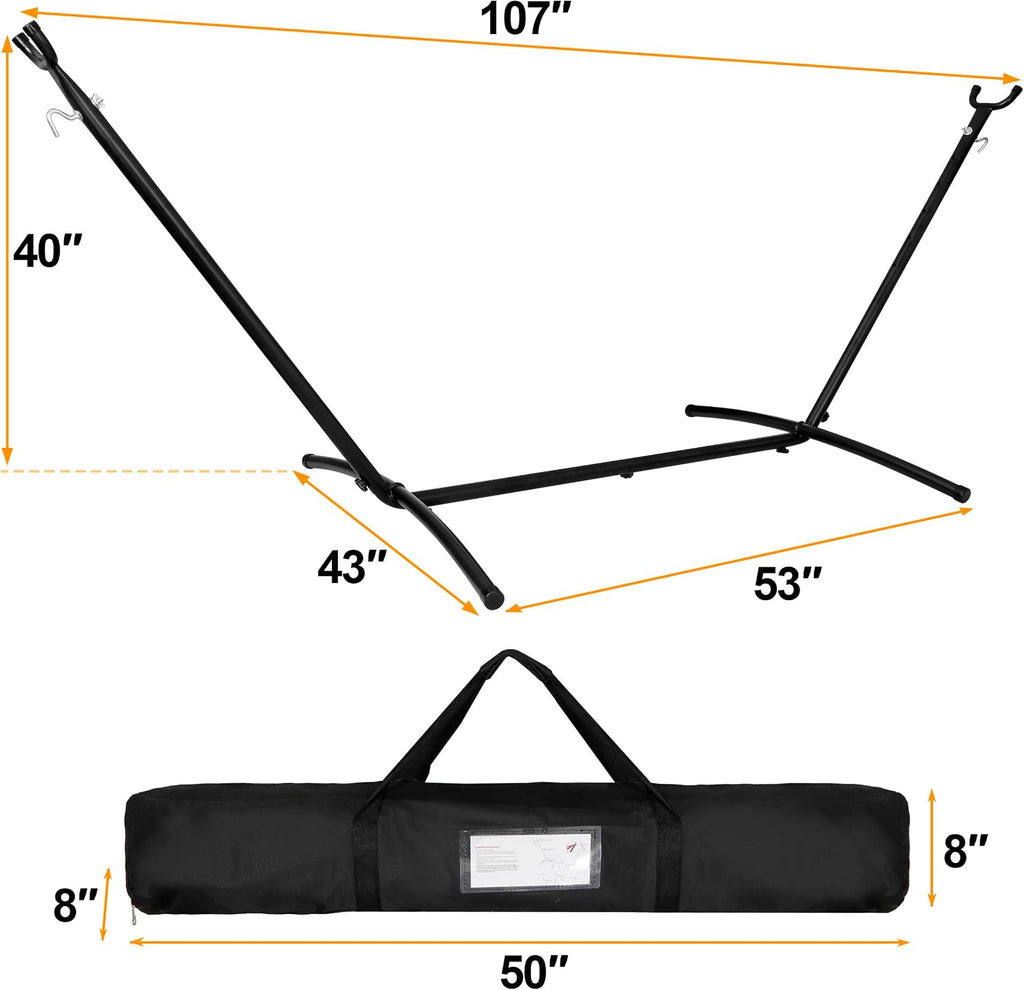 SUPER DEAL Portable 2 Person Hammock with 9FT Hammock Stand, 620 LBS Capacity Adjustable Hammock Bed with Space Saving Carrying Case Included for Camping Garden Backyard Patio Indoor Outdoor