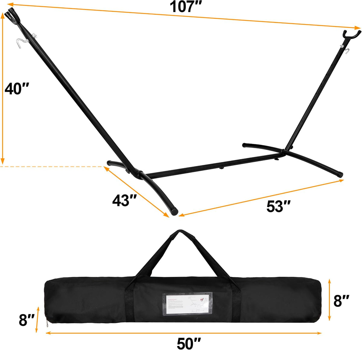 SUPER DEAL Portable 2 Person Hammock with 9FT Hammock Stand, 620 LBS Capacity Adjustable Hammock Bed with Space Saving Carrying Case Included for Camping Garden Backyard Patio Indoor Outdoor