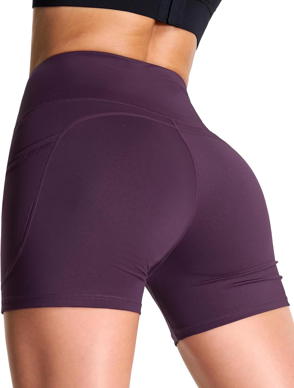 THE GYM PEOPLE High Waist Yoga Shorts for Women's Tummy Control Fitness Athletic Workout Running Shorts with Deep Pockets