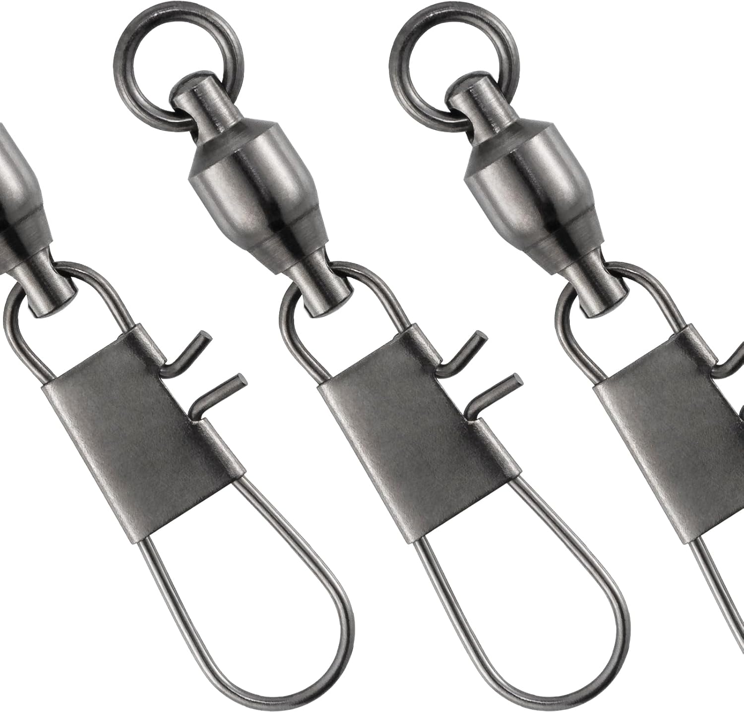 Dr.Fish 30 Pack Ball Bearing Snap Swivels, Swivels Fishing Tackle with Safety Interlock Snap Saltwater Freshwater Stainless Fishing Clips Clasp Leader Line Hook Sinker Connector