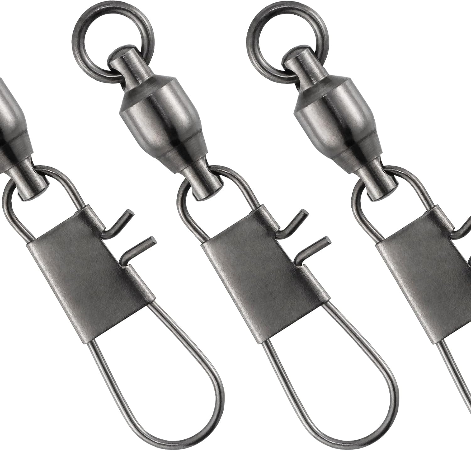 Dr.Fish 30 Pack Ball Bearing Snap Swivels, Swivels Fishing Tackle with Safety Interlock Snap Saltwater Freshwater Stainless Fishing Clips Clasp Leader Line Hook Sinker Connector