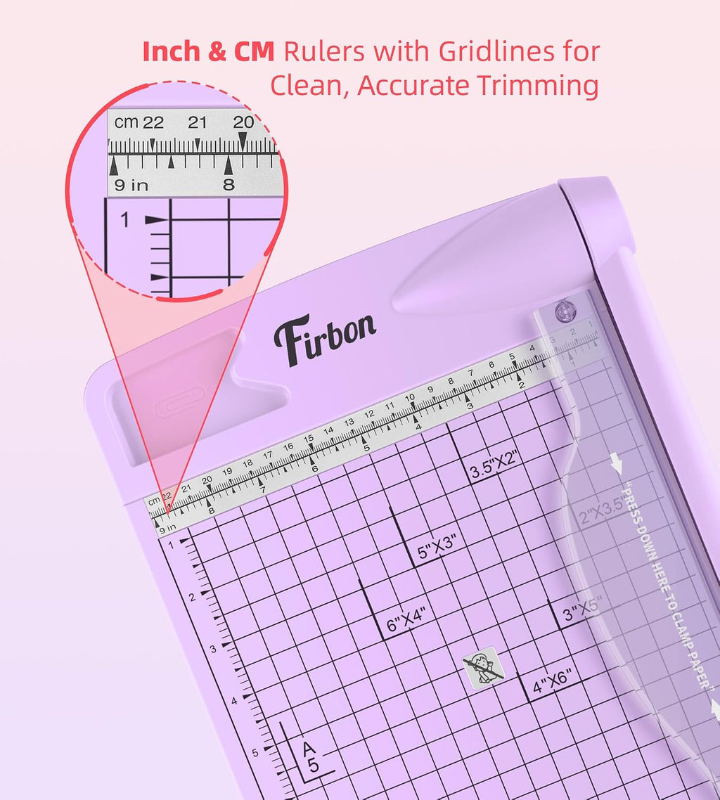 Firbon 12 Inch Guillotine Paper Cutter, Heavy Duty Paper Trimmer, Purple