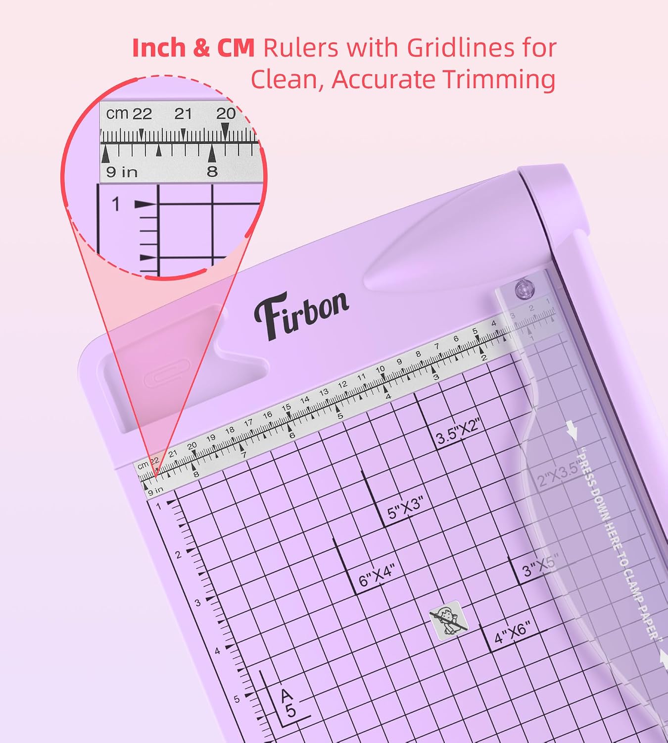Firbon 12 Inch Guillotine Paper Cutter, Heavy Duty Paper Trimmer, Purple