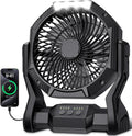 Portable Rechargeable Fan, 20000mAh Battery Powered Camping Fan with LED Light & Hook, 270° Adjustable, 4-Speed, 4H Timer Camping Essentials for Outdoor Tent Travel BBQ Car, Gifts for Men Dad