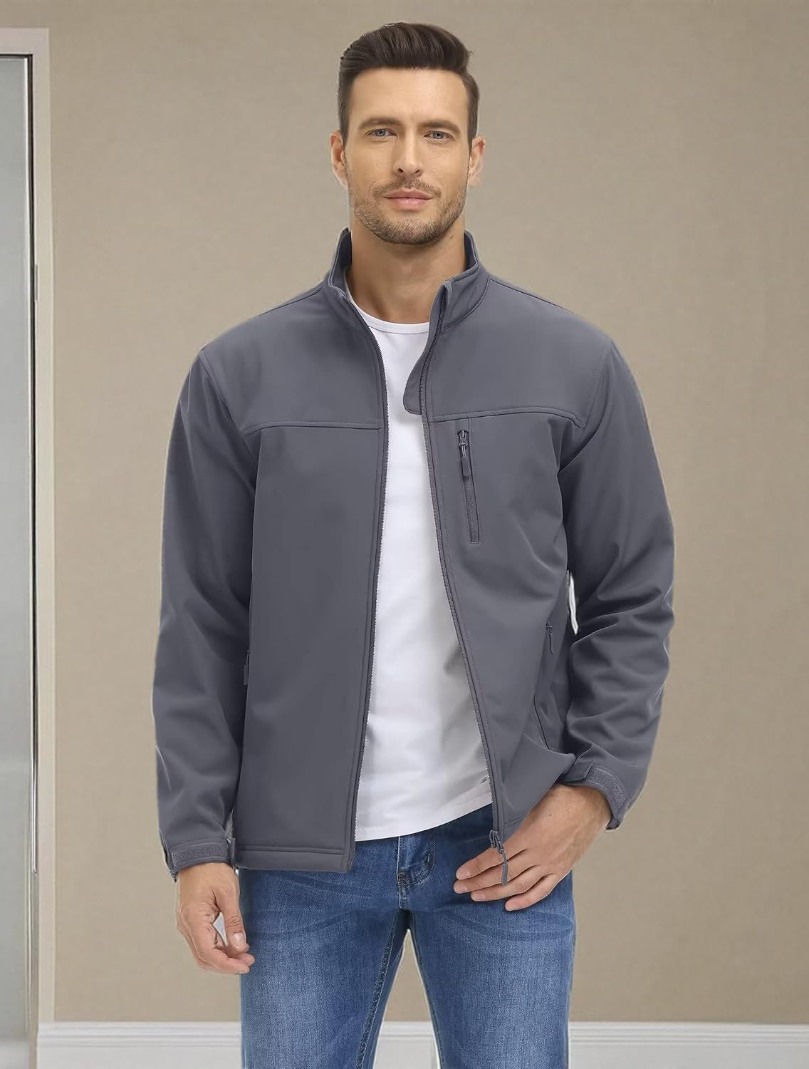 MAGCOMSEN Mens Lightweight Softshell Jacket Fleece Tactical Waterproof Coat
