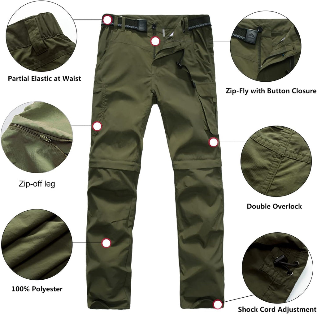JOMLUN Boy’s Scout Pants Convertible Hiking Quick Dry Zip Off Pants Outdoor Climbing Casual Trouser Kids Youth Cargo Pants
