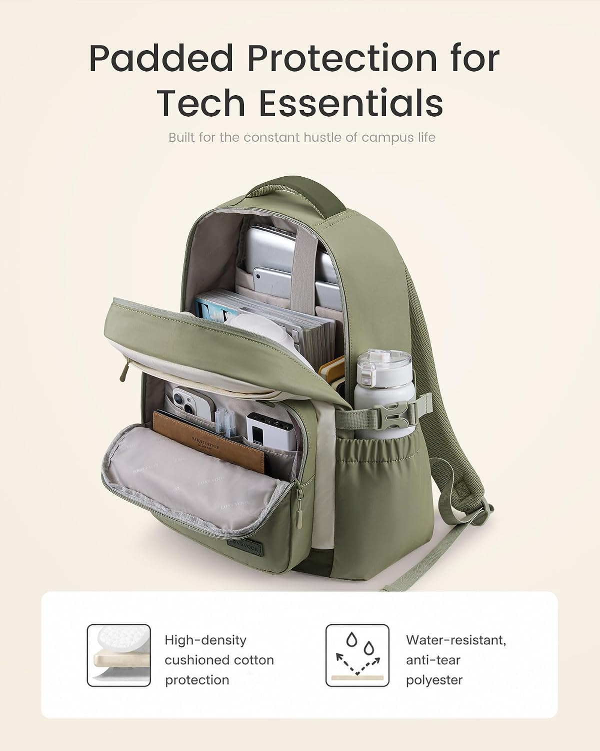 LOVEVOOK Laptop Backpack for Women Work Teacher with Tumbler Holder
