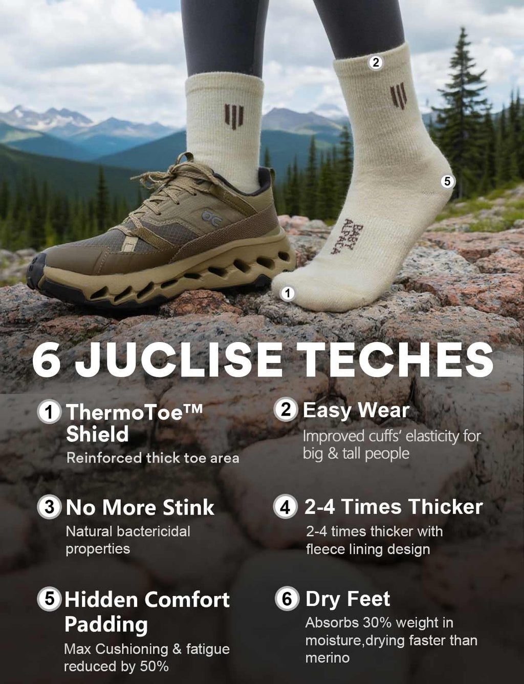 Juclise Baby Alpaca Wool Lightweight Micro Crew Socks for Men & Women