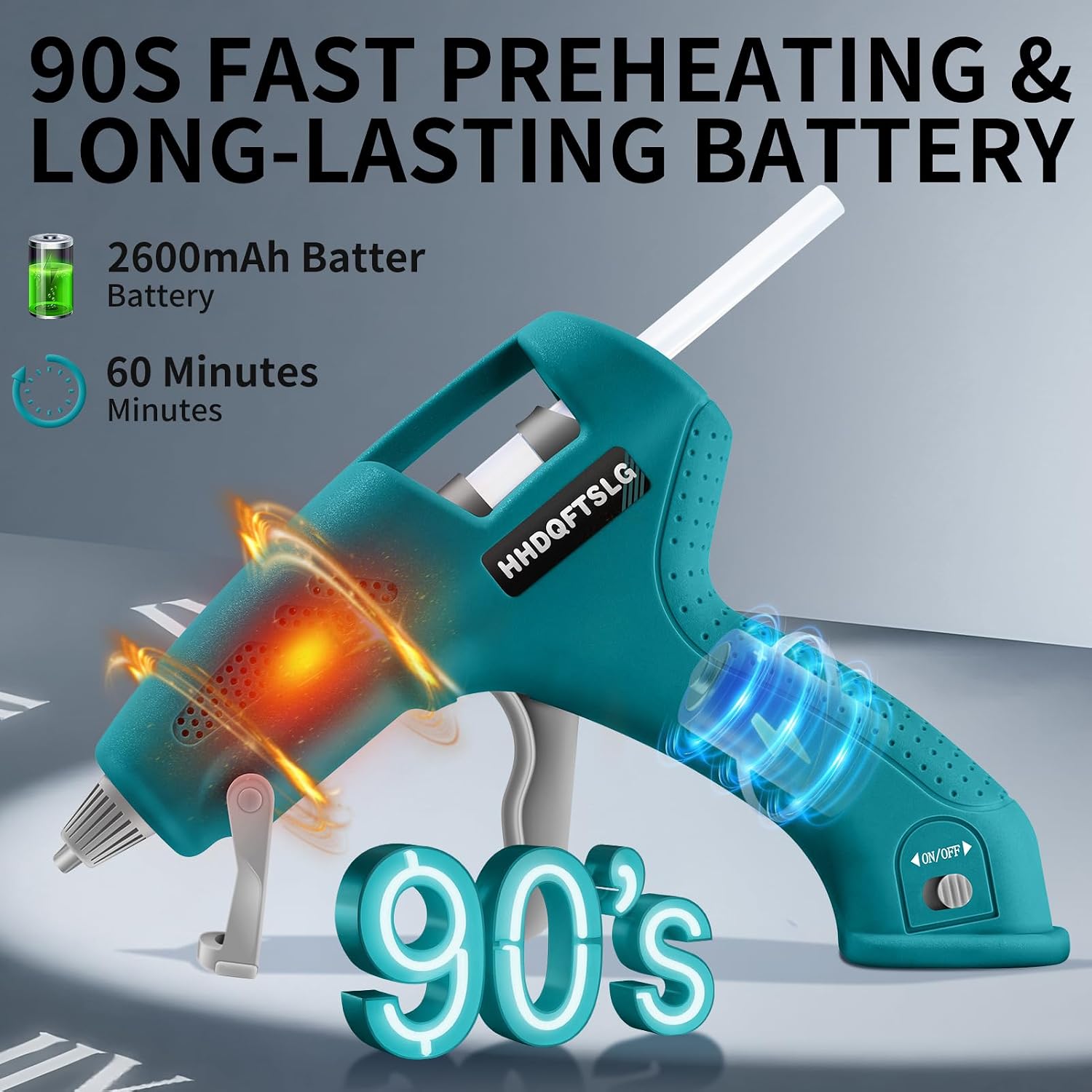 Cordless Hot Glue Gun Kit with 30 Sticks, Fast Heating 2.6Ah Rechargeable