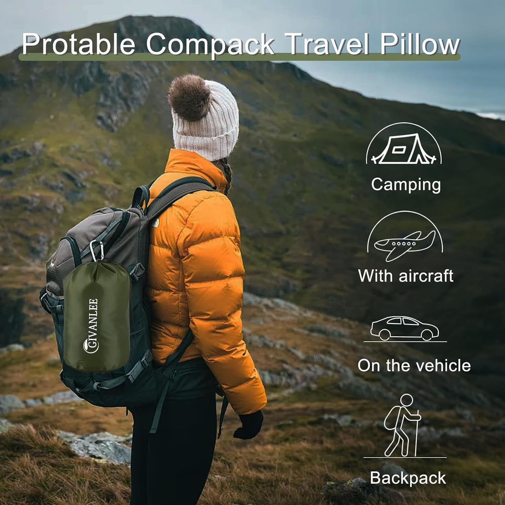 Camping Pillow for Sleeping 2 Pack,Filled in Shredded Memory Foam
