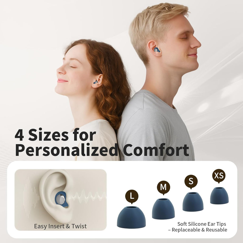 Ear Plugs for Sleeping Noise Reduction, Ultra Soft Silicone Ear Plugs for Side Sleepers, Reusable Sleep Earplugs with 8 Eartips & Travel Case, 30dB Noise Reduction for Snoring, Travel & Focus - Blue