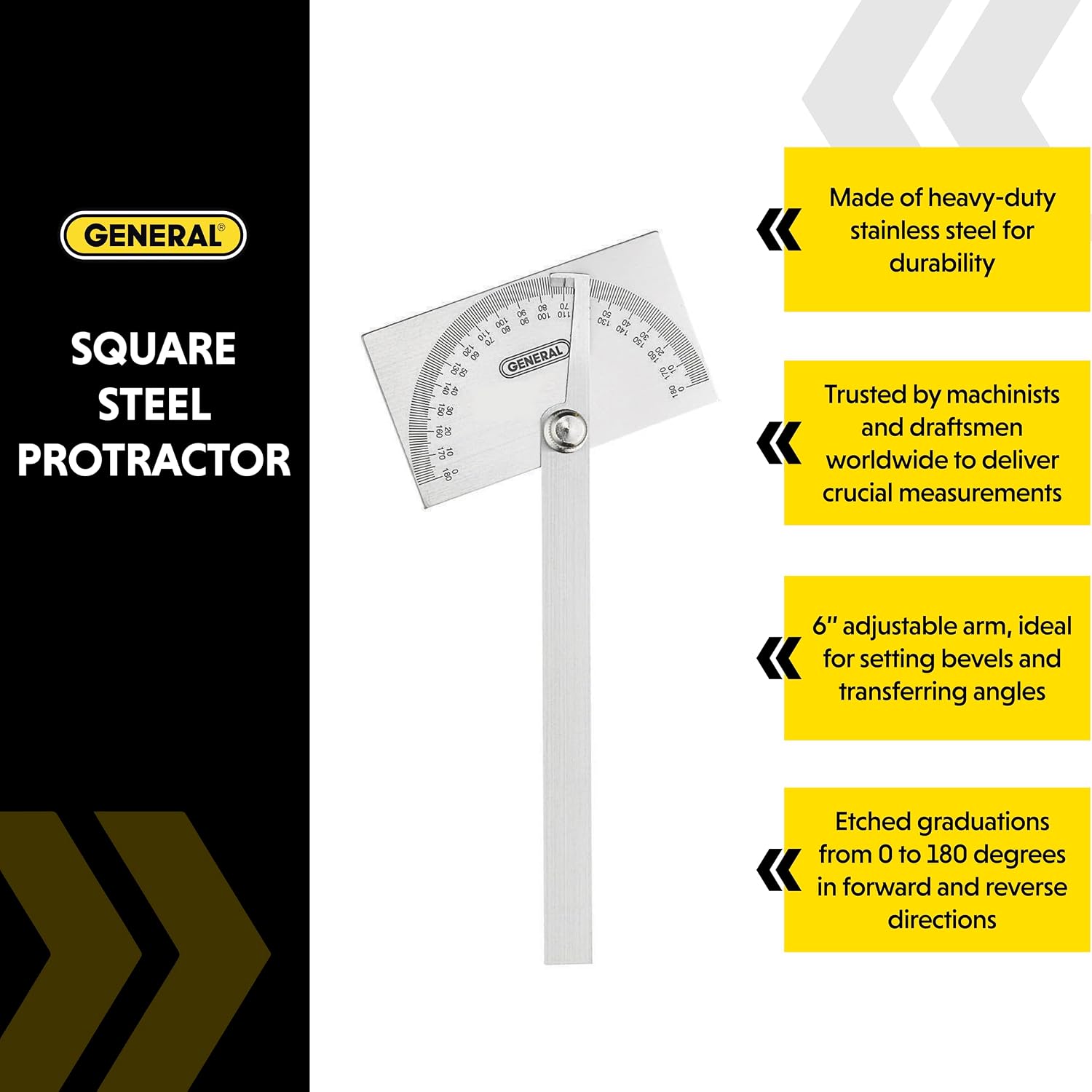 General Tools Square Head Protractor & Angle Finder for Carpentry & Framing