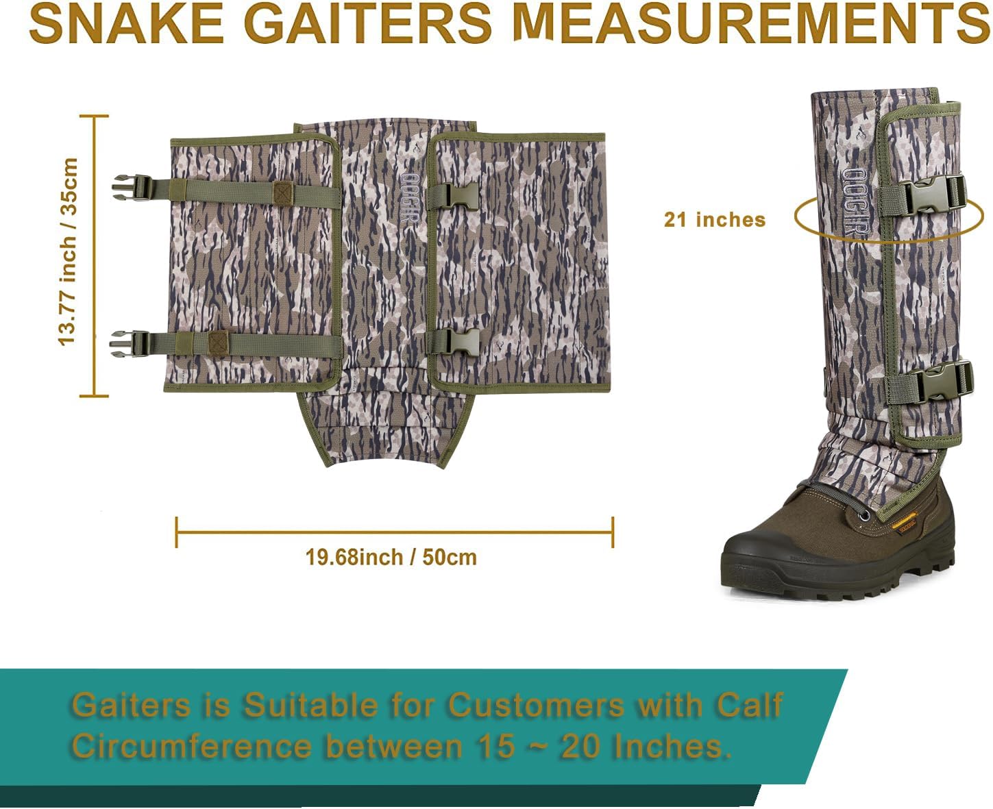 UIIHUNT Snake Gaiters, Waterproof Snake Chaps Snake Gaiter for Men Women, Adjustable Snake Bite Protection Snake Guards