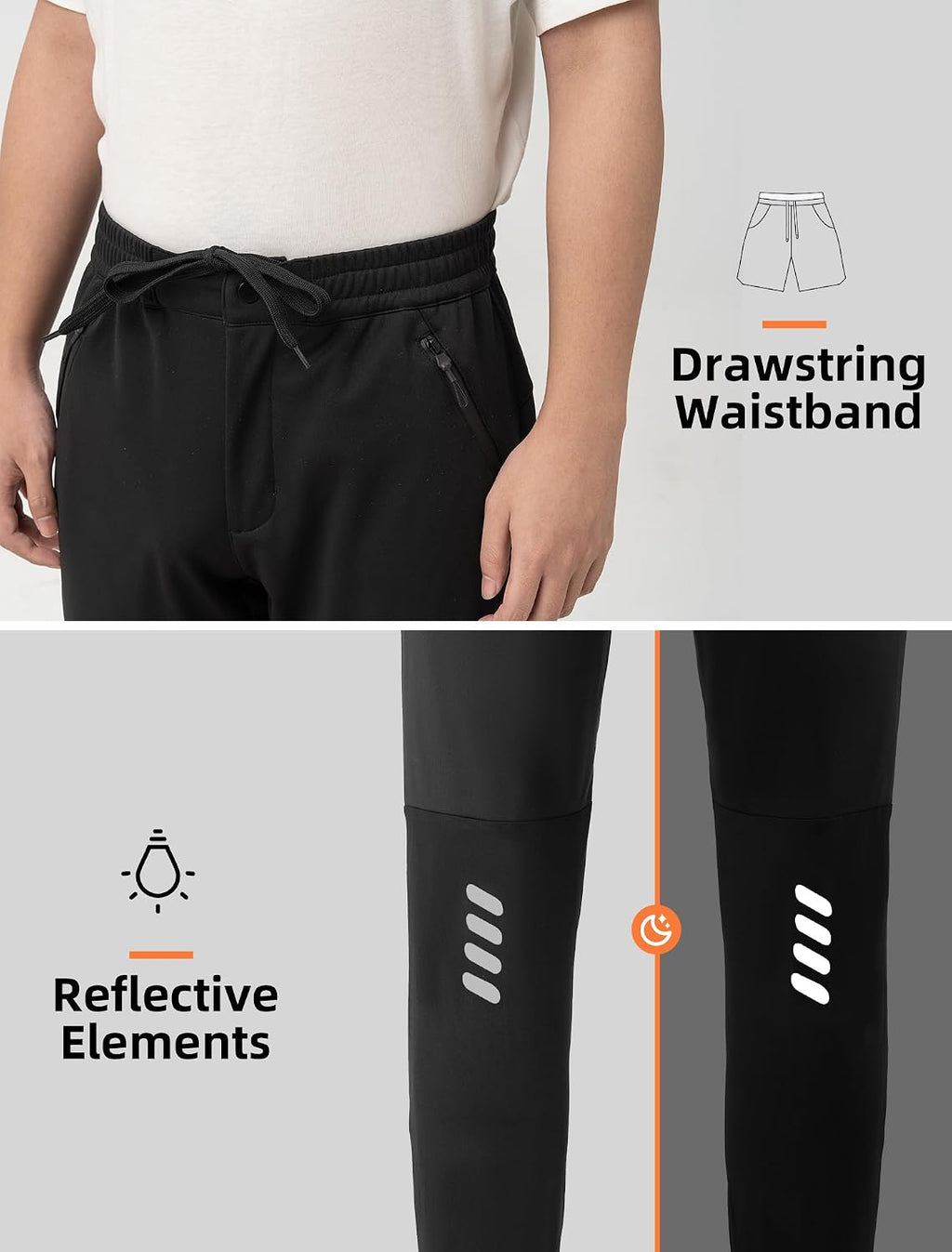 ROCKBROS Winter Cycling Pants for Men Thermal Fleece Lined Mountain Bike Pants Universal Fit Cycling Pants for Cold Weather