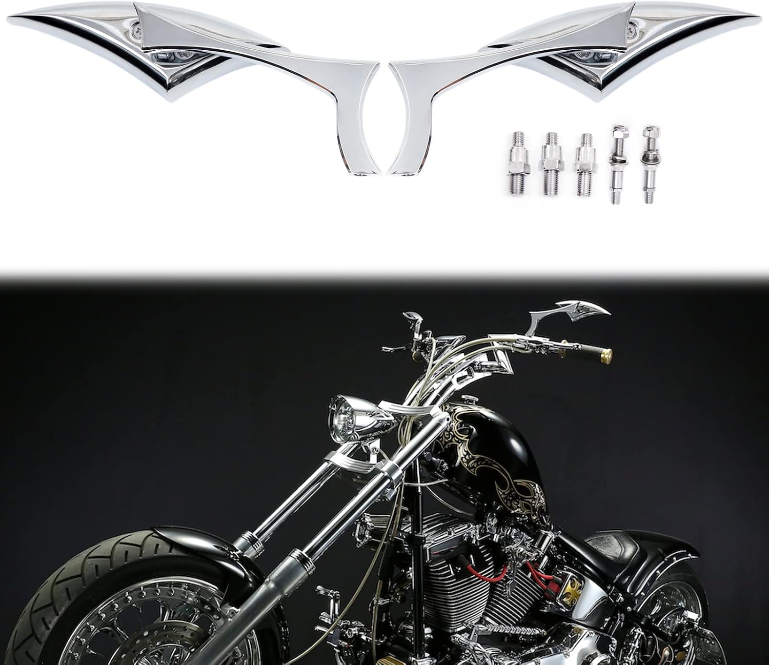 Chrome Motorcycle Side Mirrors Blade Compatible with Honda Yamaha Harley Road King Street Electra Glide Road Glide Dyna Softail
