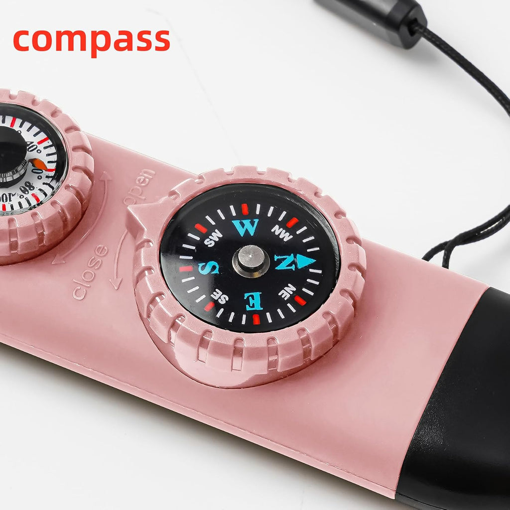 Emergency Survival Safety Whistle，Whistle for Kids with Lanyard,Compass,Thermometer,Ideal for Kayaking, Boating, Hiking, Camping, Climbing