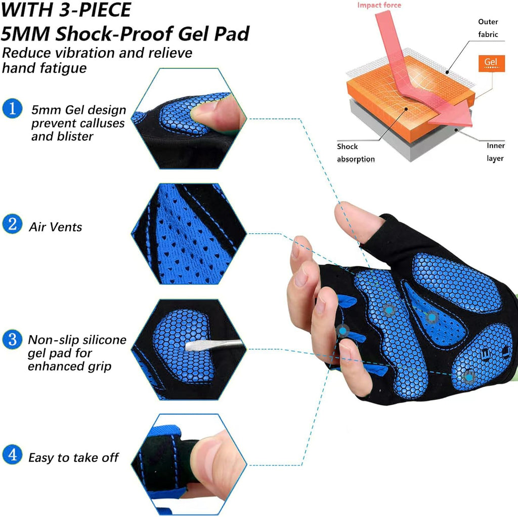 MOREOK Cycling Gloves Bike Bicycle Gloves, Half Finger 5MM Gel Anti-Slip