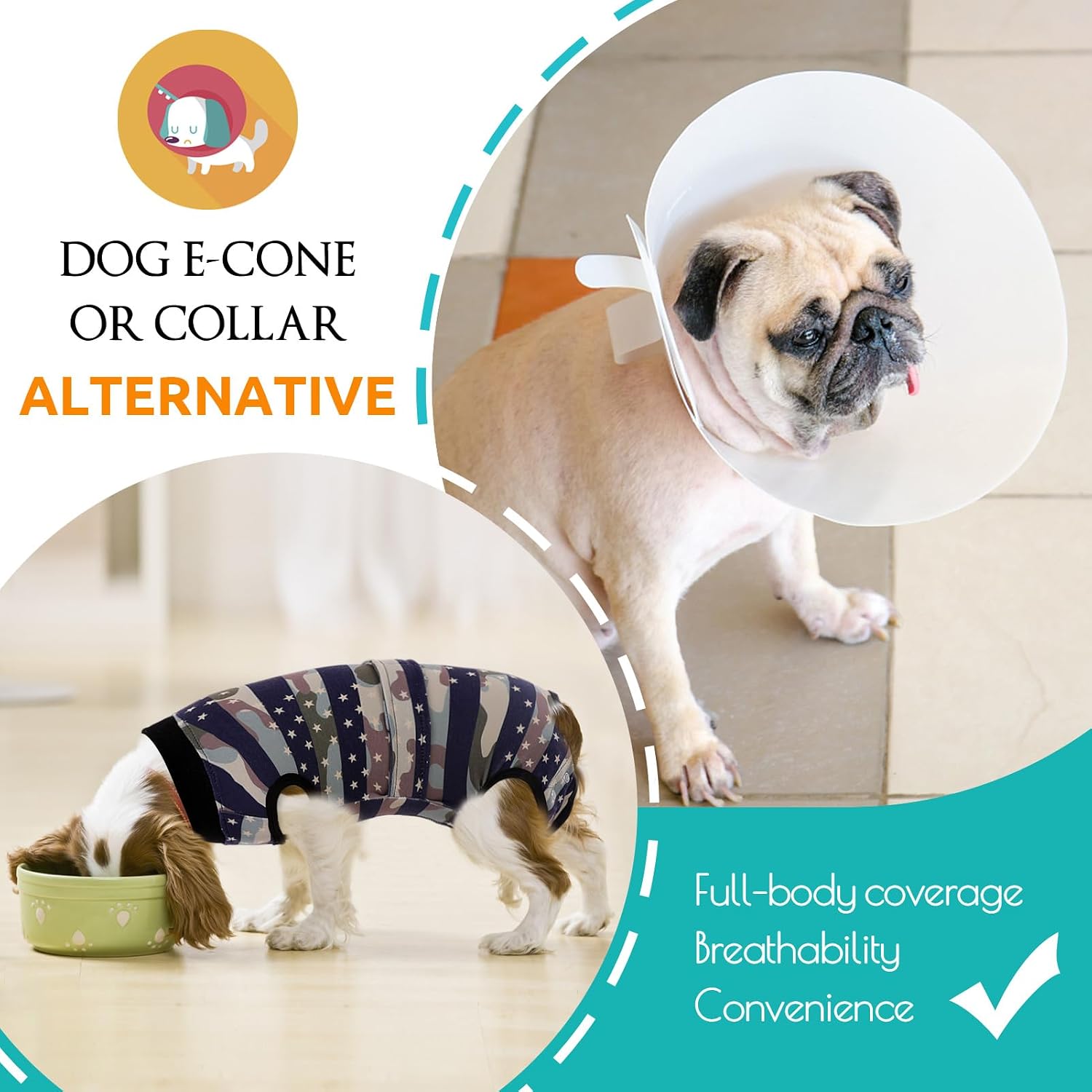 KOESON Lightweight & Soft Surgery Recovery Suit for Large Dogs Female Male