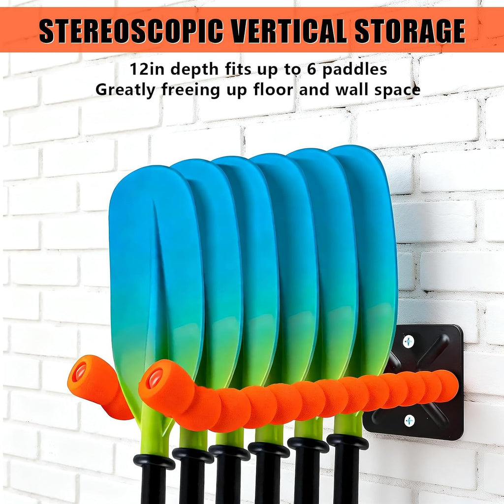 Paddles Storage Wall Rack Kayak Paddle Holder Garage with Sponge Protective Cover Metal Oars Holder, Kayak Storage, Canoe Paddles, Indoor Organizer