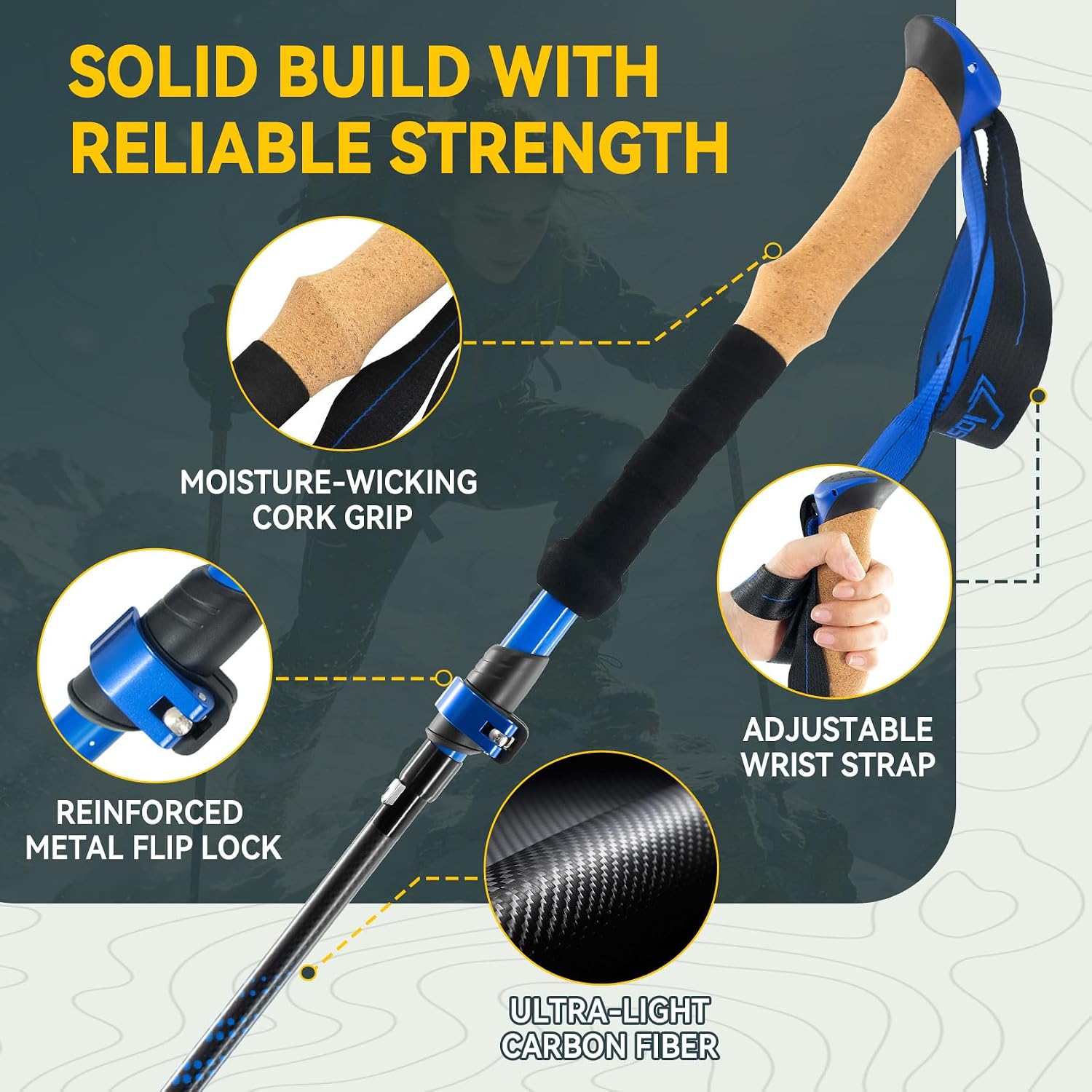 Clostnature Carbon Fiber Collapsible Trekking Poles for Hiking, Walking
