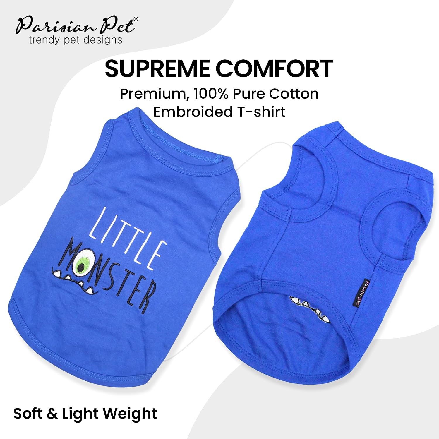 Parisian Pet Dog Shirt – 100% Cotton Shirts for Medium Dogs – Blue Sleeveless Puppy Clothes – Lightweight and Breathable Pet Apparel – Stylish and Funny Dog Clothes - Stretchy T Shirts for Dogs