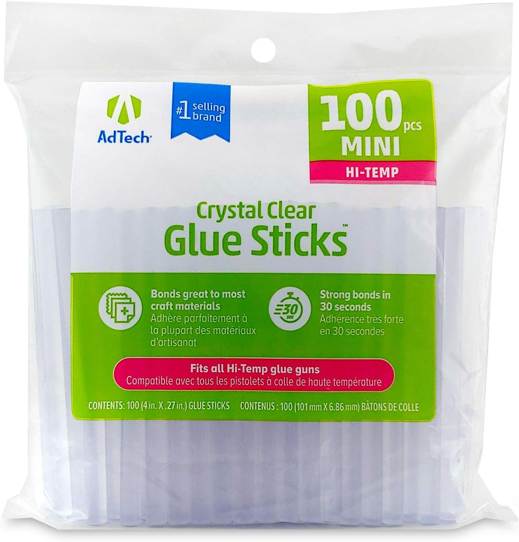 AdTech High Temp Mini Hot Glue Sticks, 4-Inch, 200-Count (2-Pack) | Strong Bond for Crafting, DIY & Repairs | Works with Hi-Temp Mini Glue Guns | Made in the USA