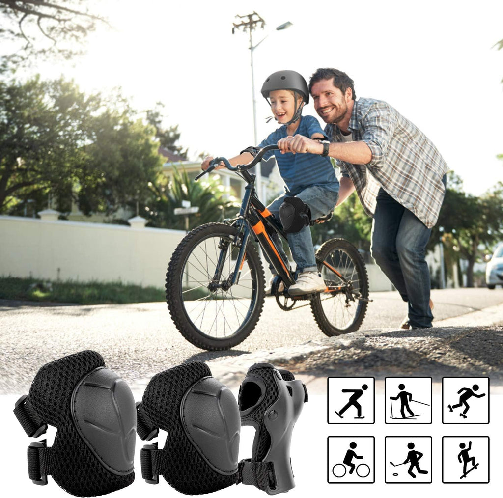 WayEee Kids Bike Helmet Set Knee Pads Adjustable Protective Gear, 3-14 Age