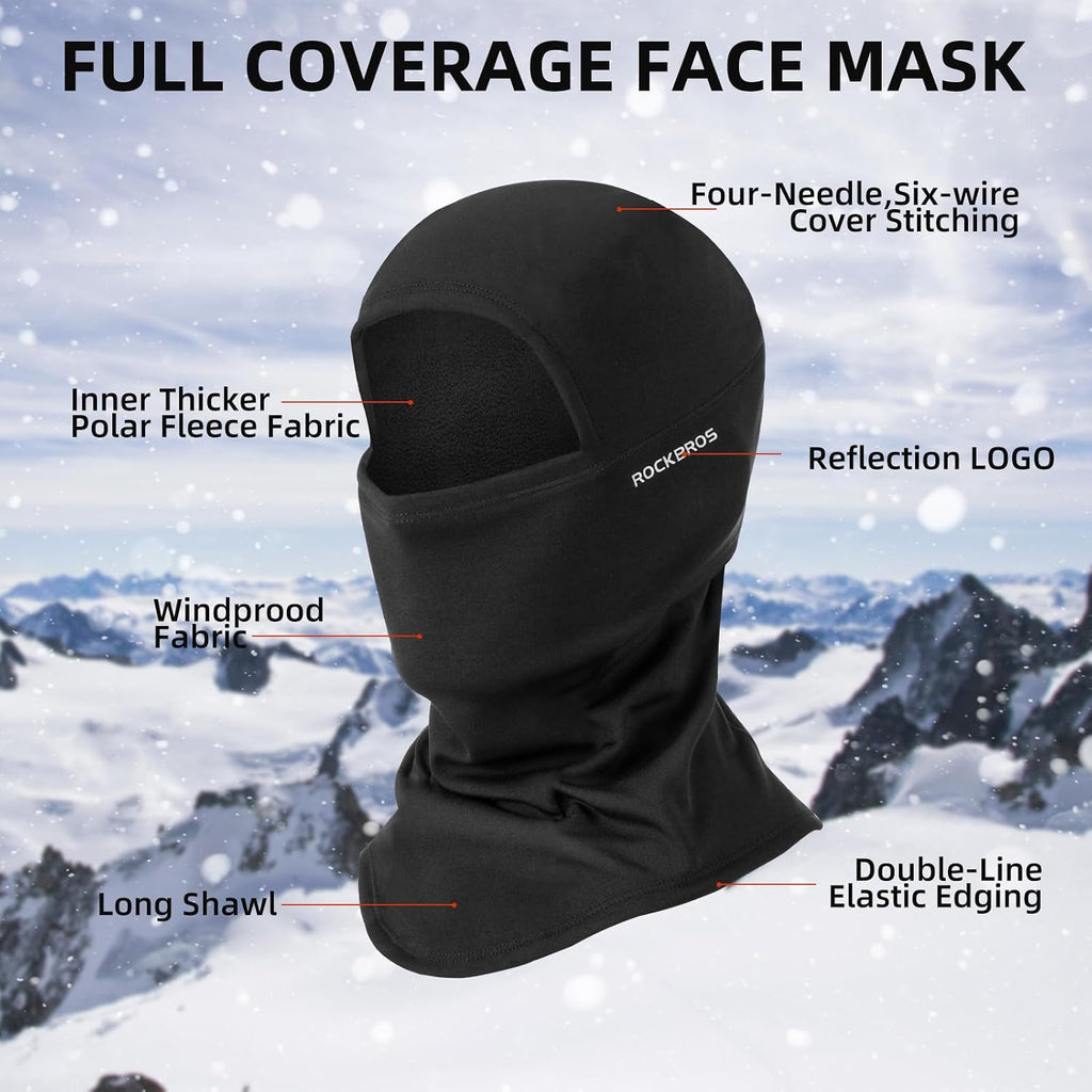 ROCKBROS Ski Mask Balaclava Cold Weather Scarf Thermal Winter Neck