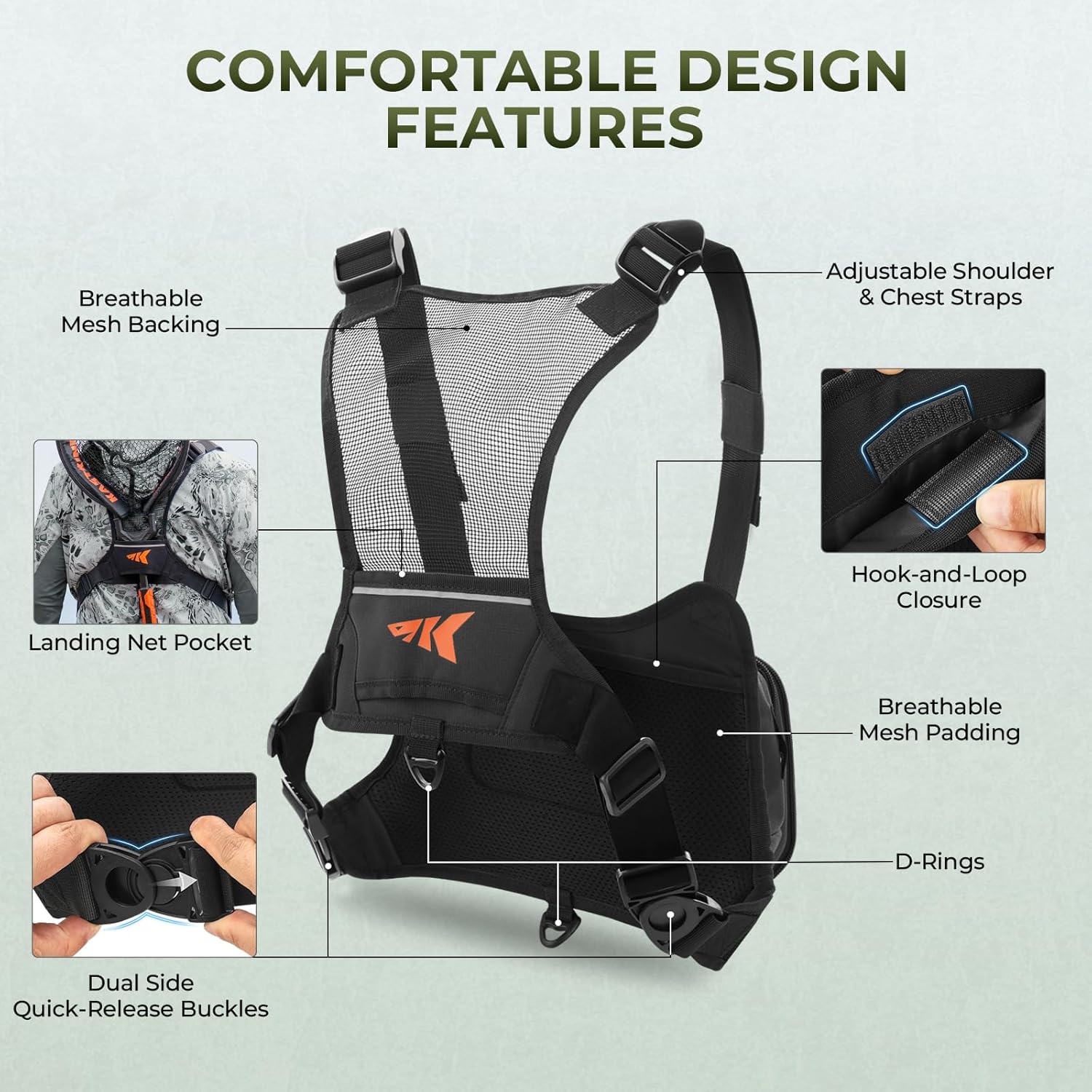 KastKing BaitBoss Water-Resistant Fishing Chest Pack; Fishing Bag for Men