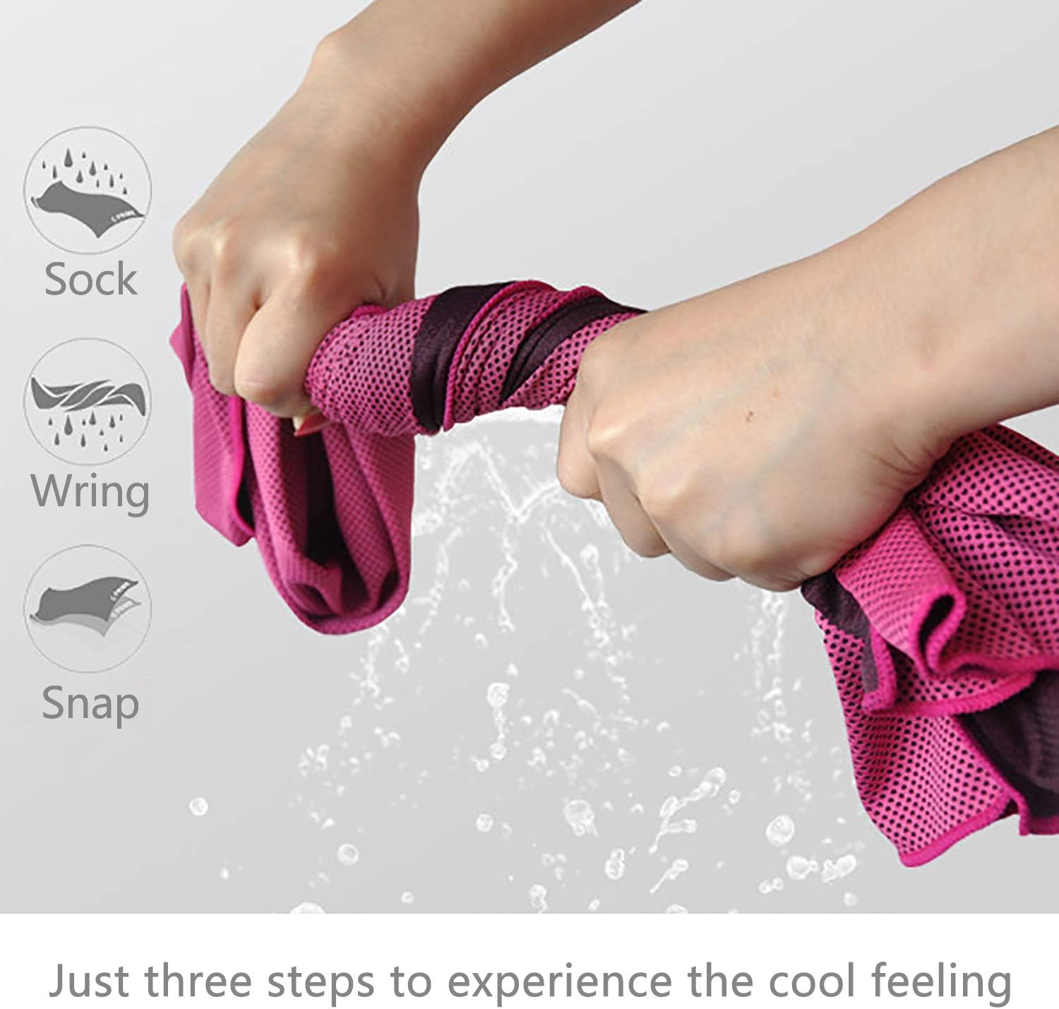 SMALLElectric 8 Packs 40"x 12" Microfiber Multicolor Solid Cooling Towel (Temperature Regulating) for Yoga, Sport, Gym, Workout, Fitness, Running