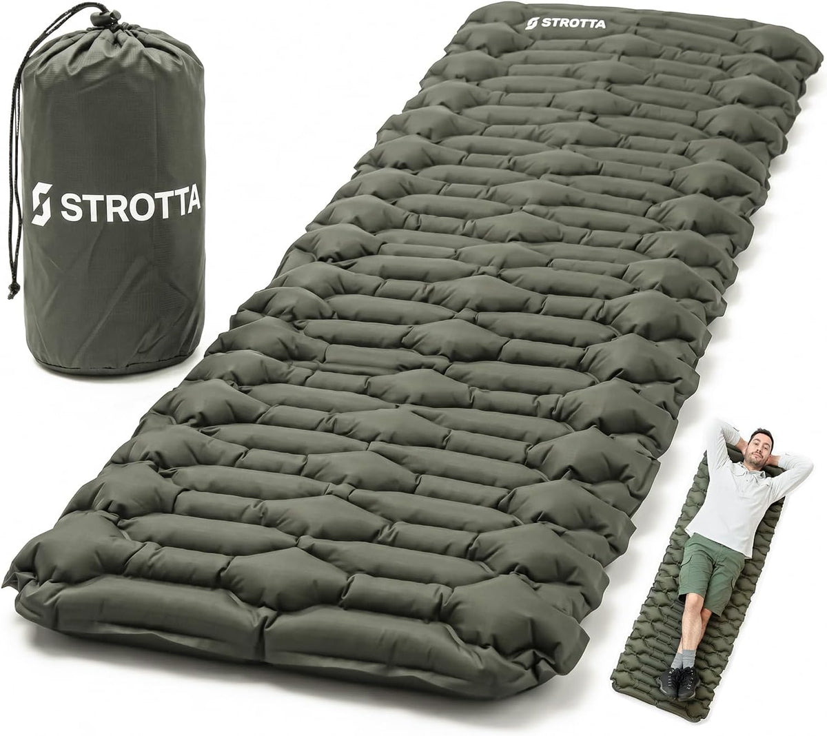 ANGORA BRANDS Inflatable Sleeping Pad for Camping & Backpacking | R-3 Value, 2.1" Thick, 25" Wide | Compact Lightweight Sleeping Mat for Hiking, Travel & Outdoor Use