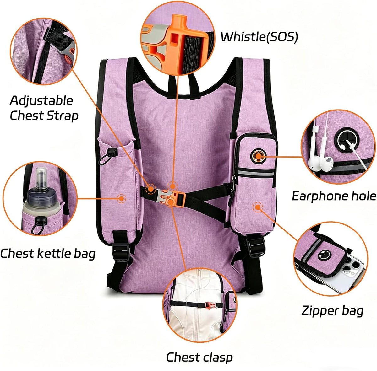 15L Small Hiking Backpack Foldable Ultralight Trekking Camping Outdoors Backpack for Women Men (Purple)