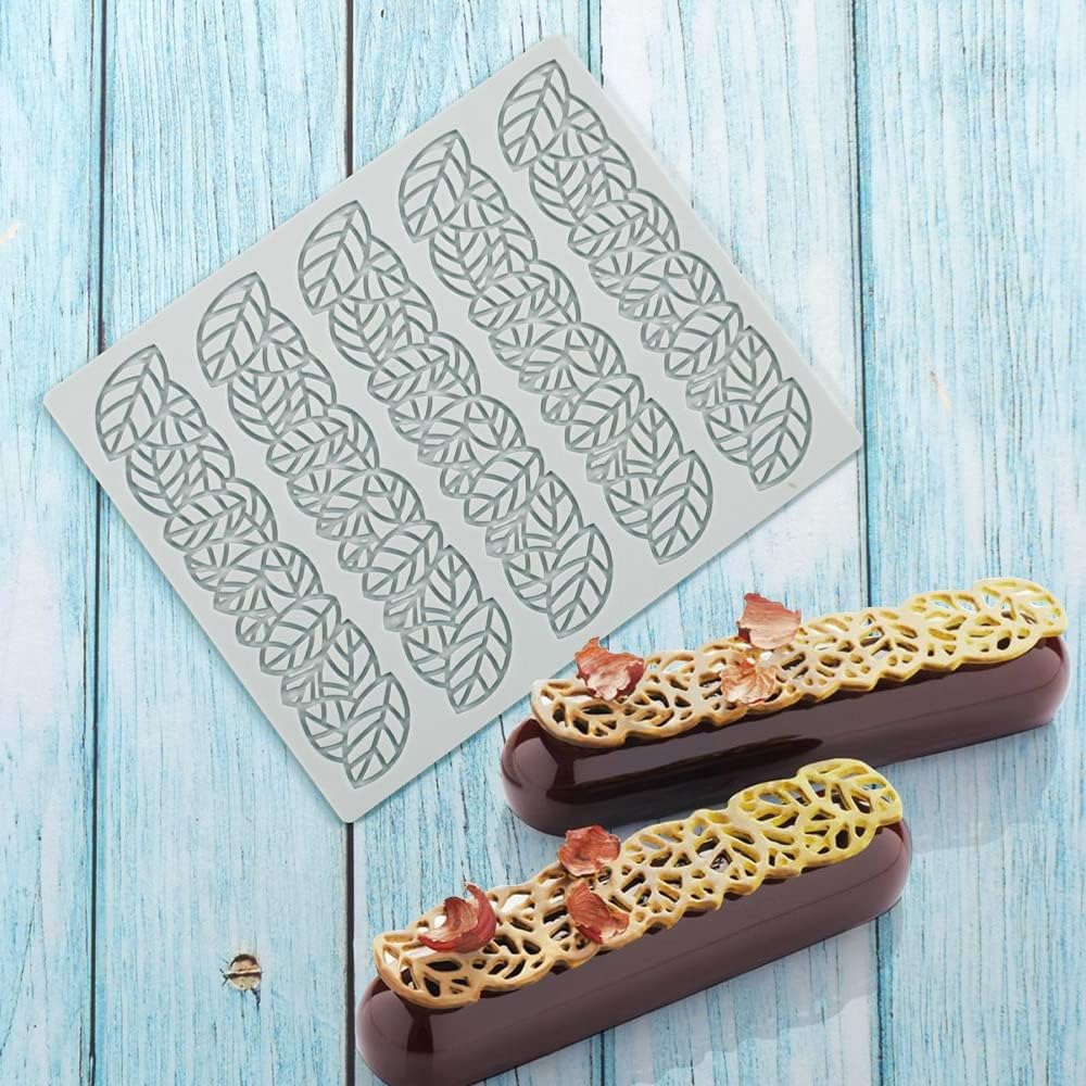 Hollow Leaf Silicone Molds Lover Heart Chocolate Molds Geometry 3D Silicone Mould Chocolate Candy Leaf Mold Sugar Craft Cake Decoration Cupcake Top (E_Leaf_6.4 * 5.16 * 0.12inch)