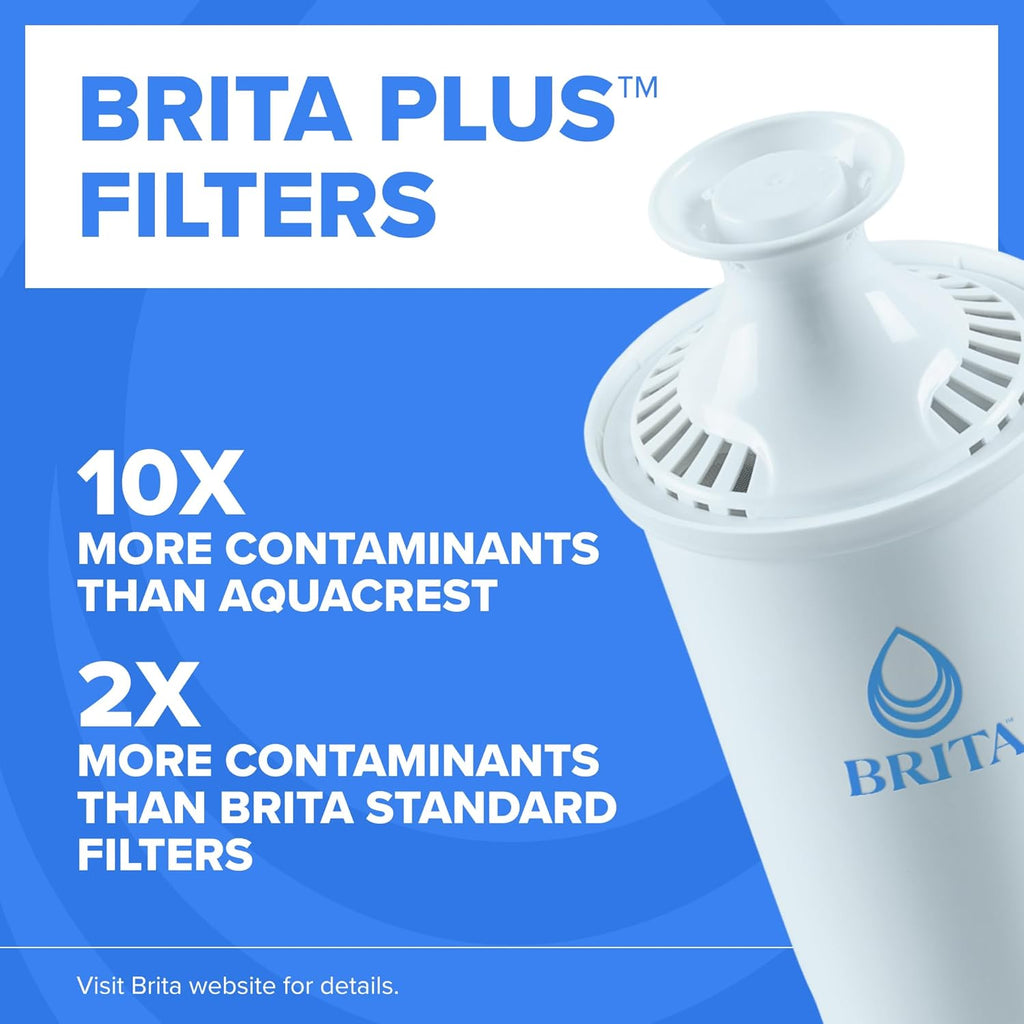 Brita Small 10 Cup Water Filter Pitcher, 1 BritaPlus Filter, Metro, Black