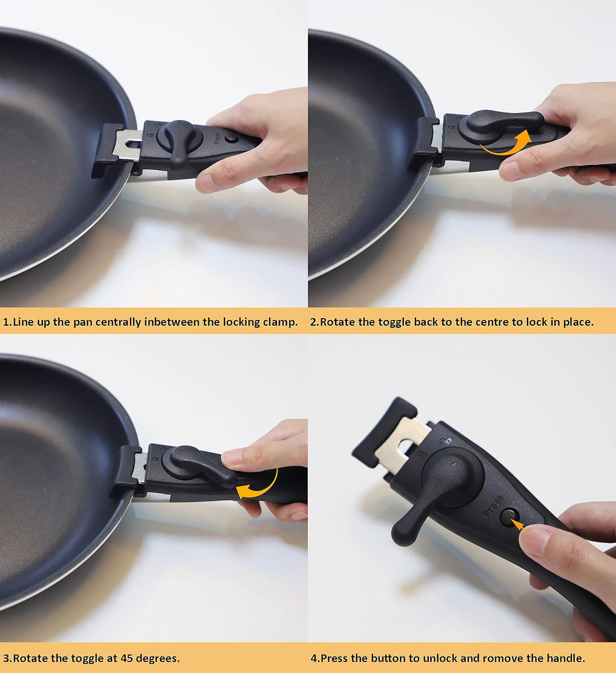 16 Pieces Kitchen Removable Handle Cookware Sets, Stackable Pots and Pans Set Nonstick for Induction Gas RVs Camping Space Saving
