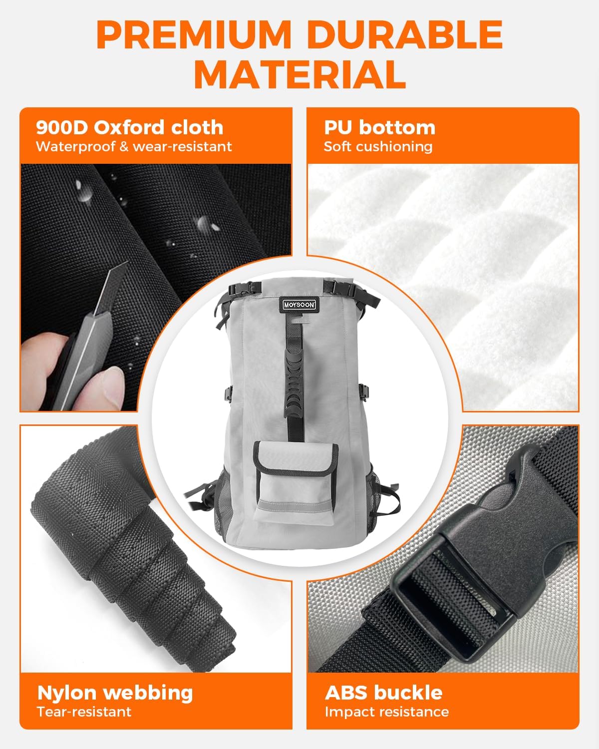 Waterproof Dog Backpack Carrier for Small Dogs Under 22 lb, Grey