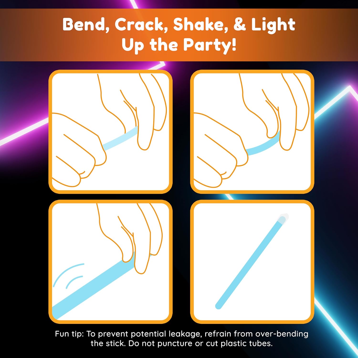 Glow Fever Glow in The Dark Sticks - 100 ct 6" Glow Sticks Bulk Party Pack with End Caps & Lanyards - Glow Party Favors for Concert, Festival, & Wedding - Neon Light Sticks, Blue