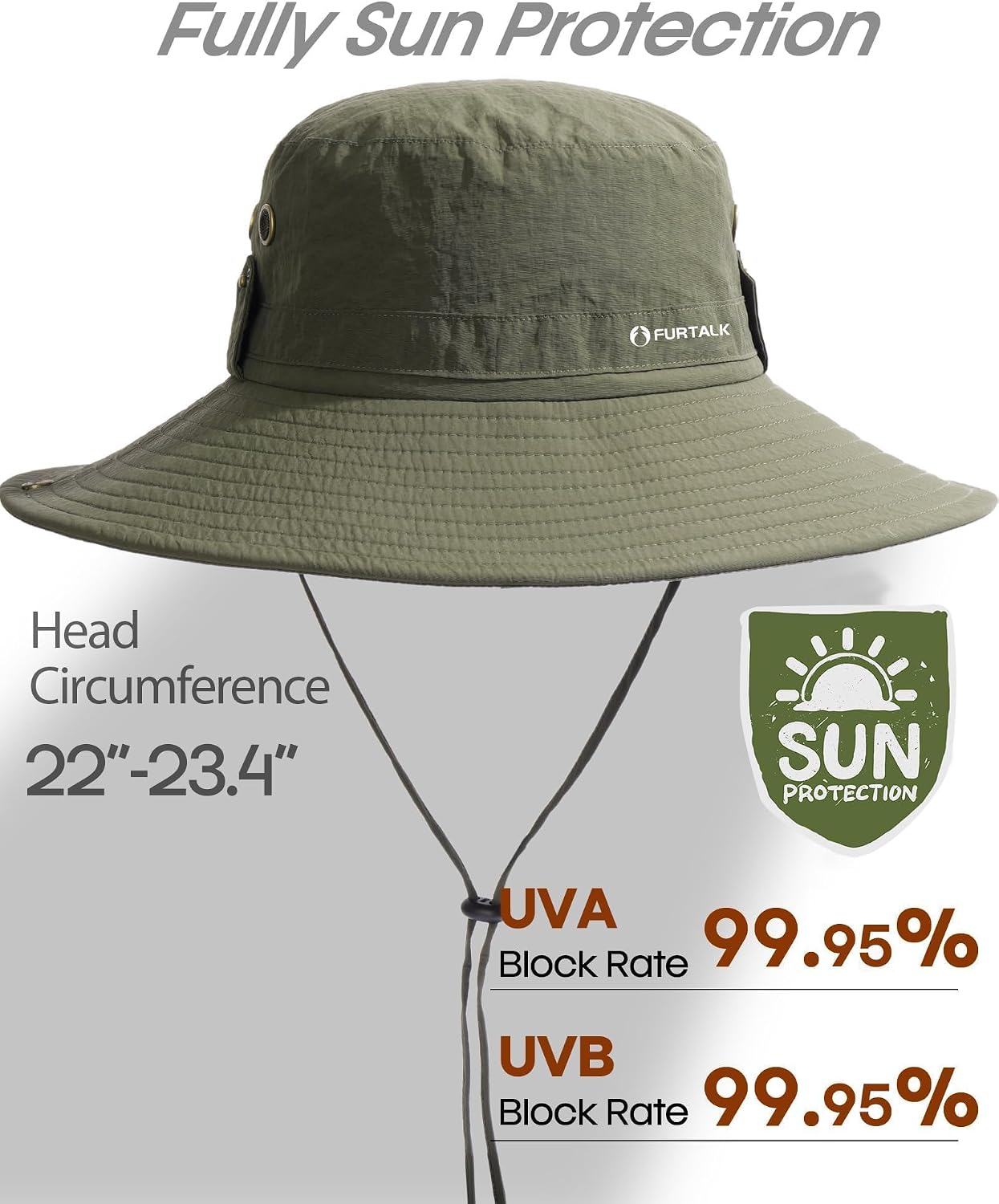 FURTALK Sun Hats for Men Fishing Hat UPF Protection Wide Brim Bucket Hat