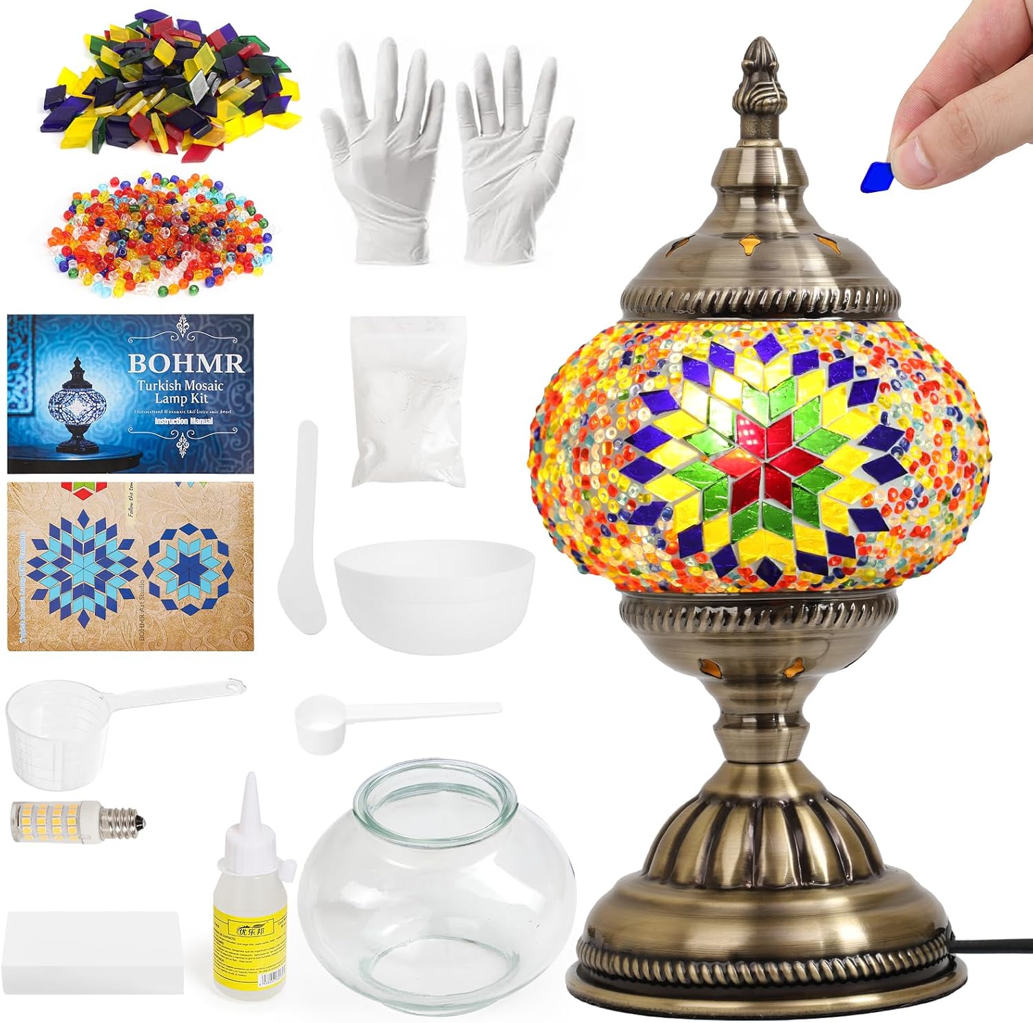 DIY Turkish Mosaic Lamp Kit for Adults & Teens, 5.2" Shade, Colorful