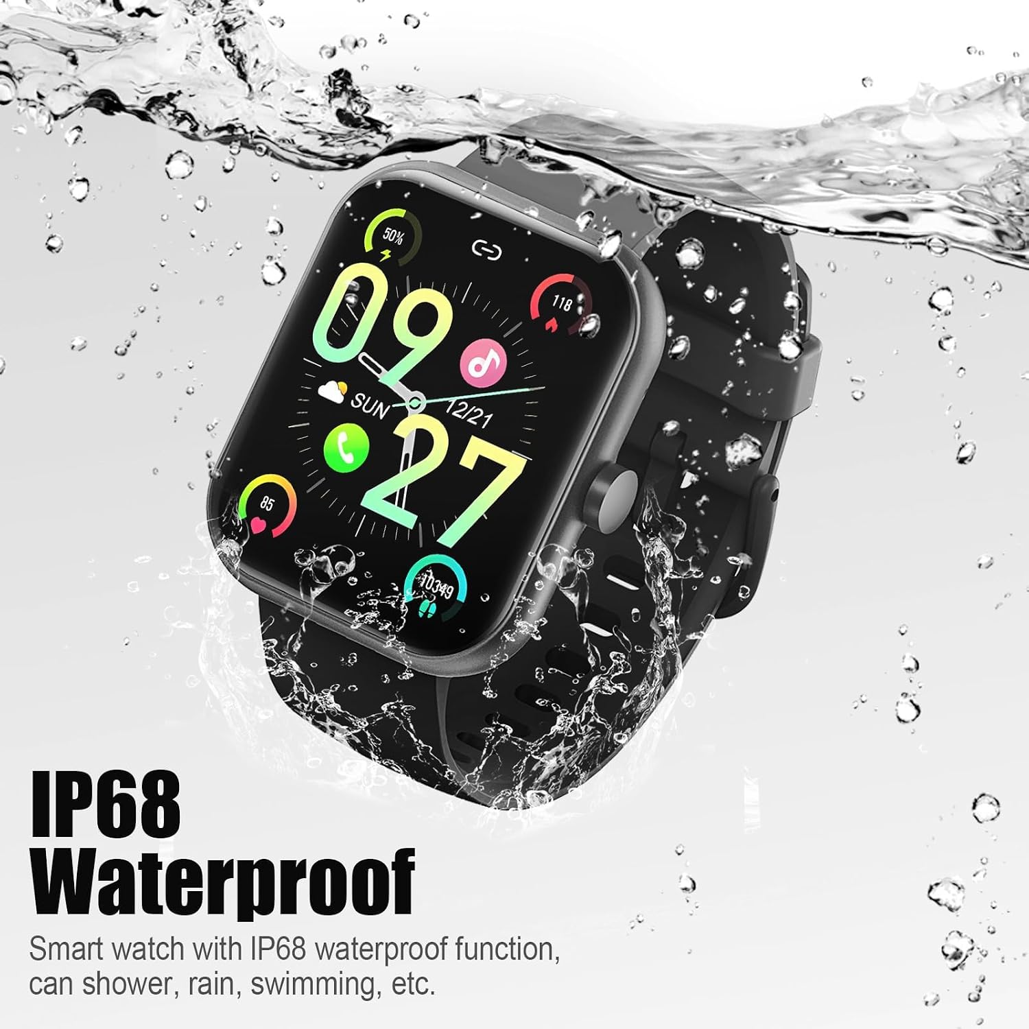 Smart Watch for Men Women (Answer/Make Call), 1.83" HD Touchscreen Fitness Tracker, 110+ Sport Modes, Fitness Watch with Heart Rate/Sleep Monitor/Step, IP68 Waterproof Smartwatch for iPhone Android