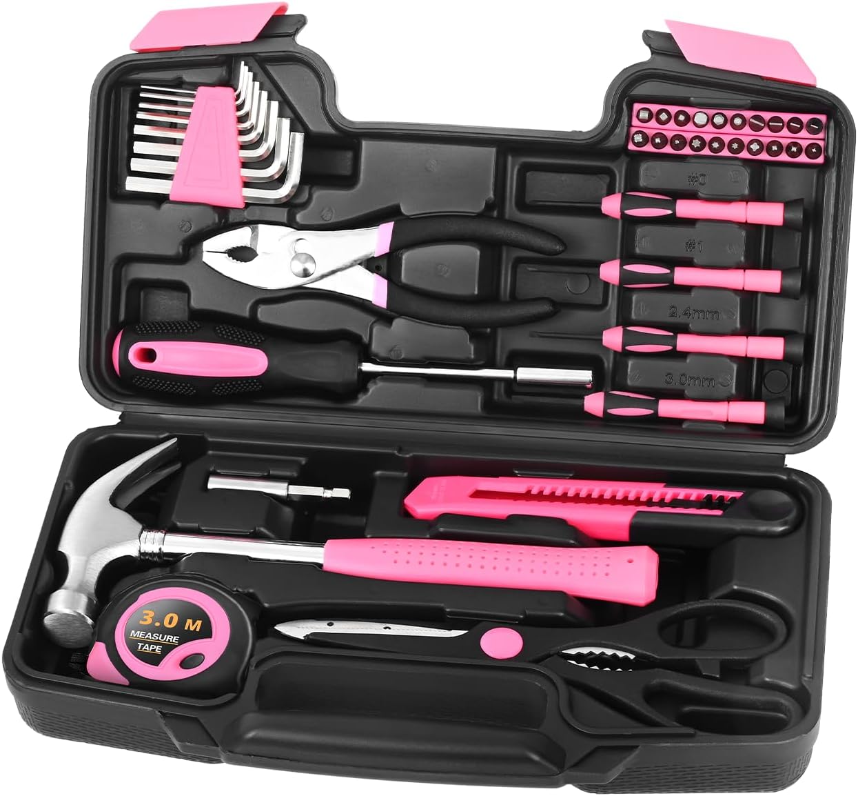 HANGYING 39-Piece Household Tool Set, Pink Tool Kit for Women with Toolbox