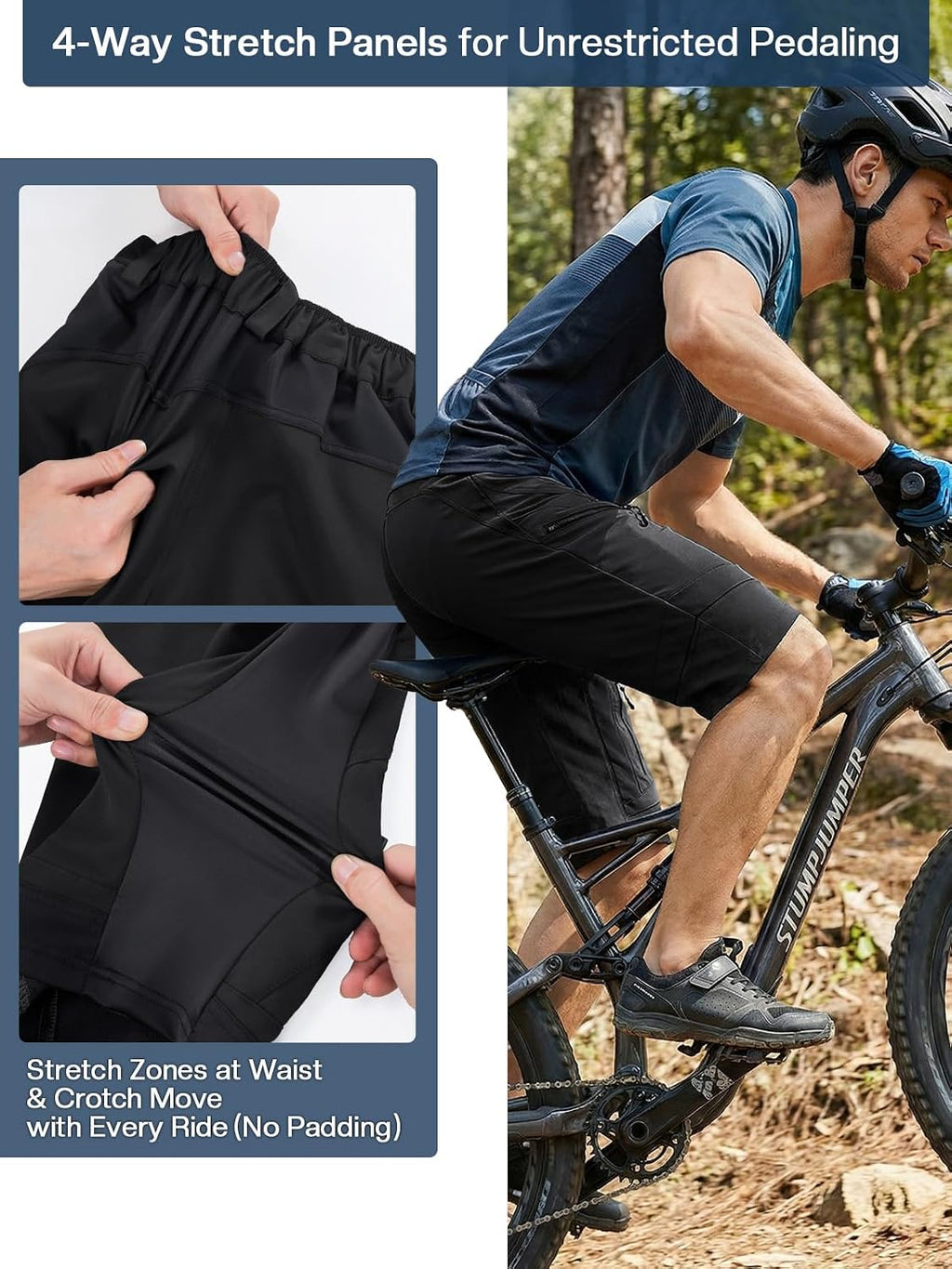 ARSUXEO Men's Loose Fit Cycling Shorts Mountain Bike Shorts Water Ressistant 1903