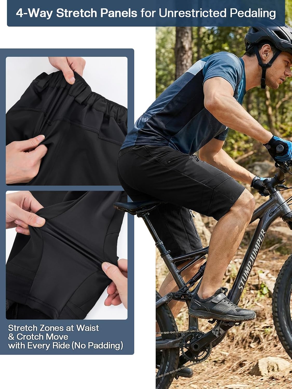 ARSUXEO Men's Loose Fit Cycling Shorts Mountain Bike Shorts Water Ressistant 1903